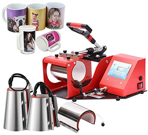 Presse à chaud, Mug Press Heat Machine 4 en 1 Digital Tumbler Press Heat Machine Sublimation Transfer Printing Machine for Mug Cup DIY Cup Heat Transfer Machine with 3 Mug Attachments 9oz/12oz/17oz (
