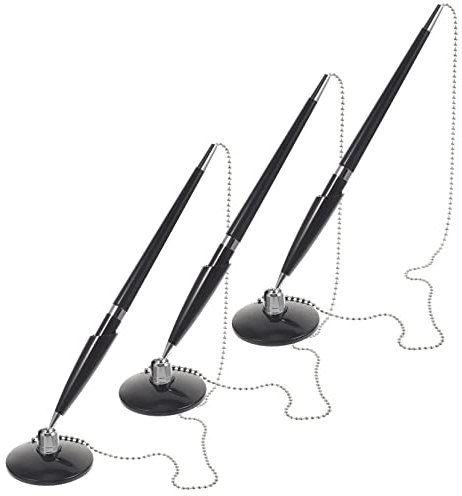 NUOBESTY 3Pcs fixed base pen desktop ink pens office pen with chain Writing Pen with Stand pen holder for lanyard pin pen Table Fixed Pen Rotary Pen plastic joint name digital pen to rotate