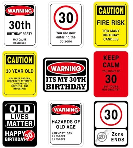 WERNNSAI 30th Birthday Decorations - 9 PCs 30 Birthday Banner for Him Her 30 Years Old Birthday Party Decor for Men Women 30th Photo Props Funny Centerpieces 30s Birthday Party Wall Windows Decor