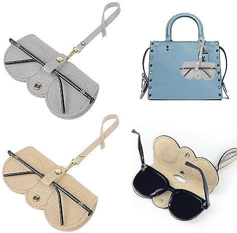 Custodia per Occhiali da Sole in Pelle Morbida - 2 Pezzi Portatile Borsa Protettiva in Vera Pelle