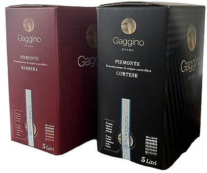 2 Bag In Box da 5 litri: 1 x Piemonte DOC Barbera e 1 x Piem. Doc Cortese Gaggino - confezione conveniente e comoda (2 x 5 l)