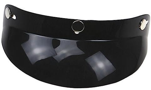 Shkalacar Visiera Casco Moto Universale, 3-Snap Visiera Aperta con Visiera Parasole Nero
