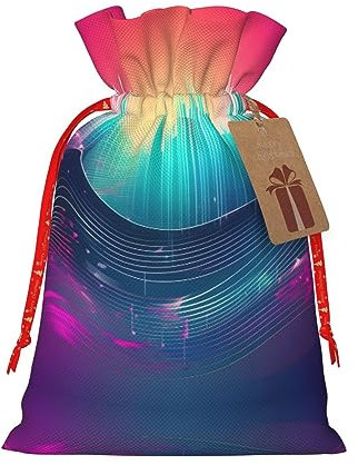 Coole Geschenktüten aus Jute mit Musik-Soundwellen, ideal für Geburtstage, Jubiläen, kunstvolle Stoff-Geschenktüten für alle Anlässe