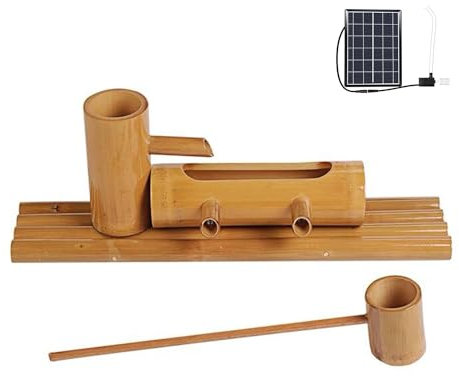 AMERIL Fontaine d'accents en Bambou avec Pompe, Fontaine d'eau intérieure et extérieure, Fontaine d'eau de Jardin Zen, humidification ambiante, décoration de Jardin,A