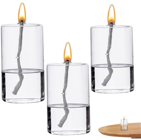 Obelunrp Öllampen Innenräume, 3pcs klares Glas, fillbar dekorative Ölkerze, geruchsfreie Öllampen für Esstisch Hochzeit Herzstück