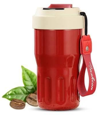 Geoyien Tazza termica, Tazza termica caffe, Tazza termica da viaggio, con display della temperatura, tazza termica intelligente portatile in acciaio inox, doppio strato, sigillata (500ml, Rosso)