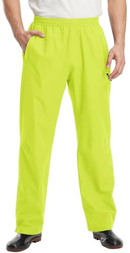 donhobo Herren wasserdichte Regenhose Winddichte Leichte Atmungsaktive Outdoorhose Fahrrad Wandernhose Camping Golf Hose Trekkinghose (Fuoreszierendes Gelb, S)