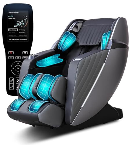 RelaxRelife Massagesessel Ganzkörper, 4D Zero Gravity Recliner, SL Track mit Heizung und Luftkompression, Shiatsu,mit Bluetooth Lautsprecher, Fußrollen(Schwarz)