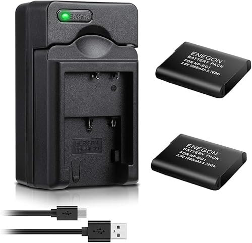 ENEGON NP-BG1 Batterie (2er Pack) und Schnell-Ladegerät für Sony NP-BG1 NP-FG1 und Cyber-Shot DSC-W30 W35 W50 W55 W70 W80 W120 W150 W220 WX1 WX10 HX9V H7 H9 H10 H20 H70 H50 H55 H90 HX5V HX9V HX10V