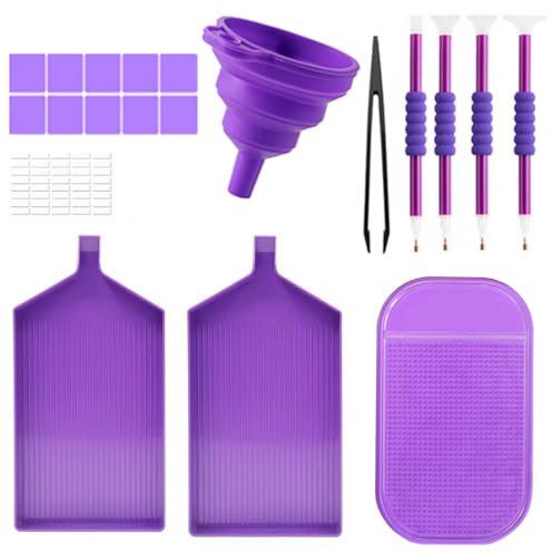 Juego de 15 Bolígrafos de Pintura de Diamante Set, Diamond Painting Accesorios, Accesorios de Arte de Diamante 5D con Pinzas, Pegatina, Bandeja de Plástico, para Arte de Uña y Bordado de Diamante