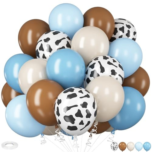 Luftballons Braun Kuh, 12 Zoll Pastell Blau Braun Sandweiß Kuh Luftballons Kaffee Neutral Latex Ballons für Geburtstag