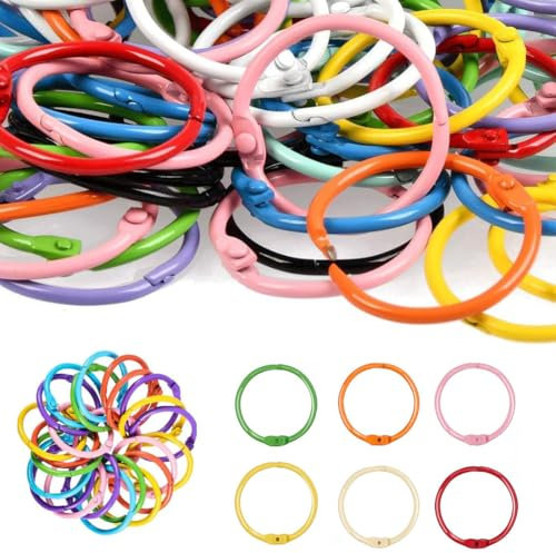 BDEPSTR 20 Stück Buchbinderinge, Karteikarten Ring Metall Binder Ringe Buchring Bücher Ringe Loseblatt Verbinder, für Scrapbook Album Handwerk