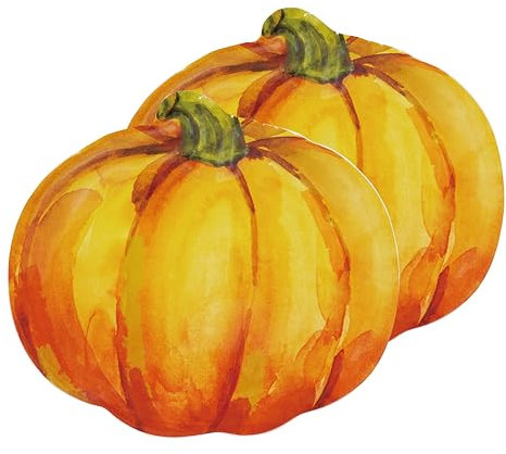 TP Halloween Decoration Pumpkin Serving Tray, Melamine Serving Platter Dish for Snack, Cookies and Candy, Set of 2