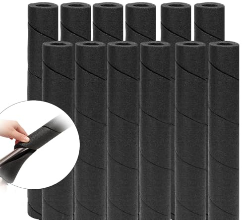 Lot de 12 tubes de protection en mousse souple multi-usages pour extérieur et intérieur - 40 cm - Noirs