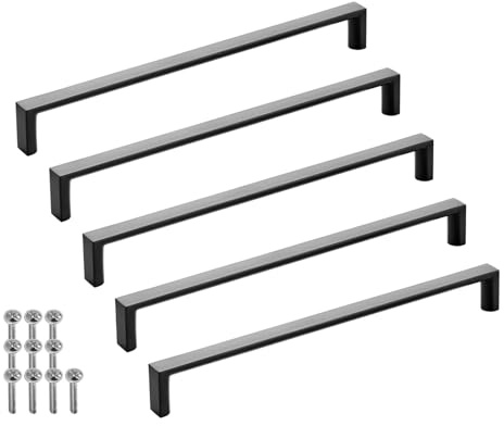 SOTECH 5 Stück Möbelgriffe BLACKLINE XI BA 224 mm schwarz matt | (Länge 231 mm, Breite 12 mm, Höhe 27 mm) Design Aluminium Griff