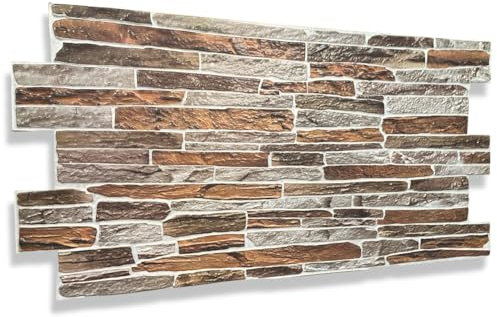 CPVC09 - Paneles de PVC 3D (15 m², aspecto de piedra, 35 unidades, revestimiento de PVC, revestimiento de PVC, efecto azulejos, 90 x 48 cm)