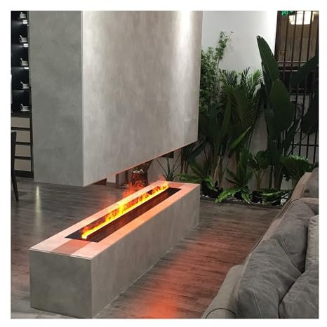 Electrical Fireplaces Decorative, LED Atmosphere Electric Fireplace Ultra-thin Panel Recessed Simulation Atomized Touchable Flame, Noise Reduction Remote Control Fireplace With LCD Touch Screen(180cm)