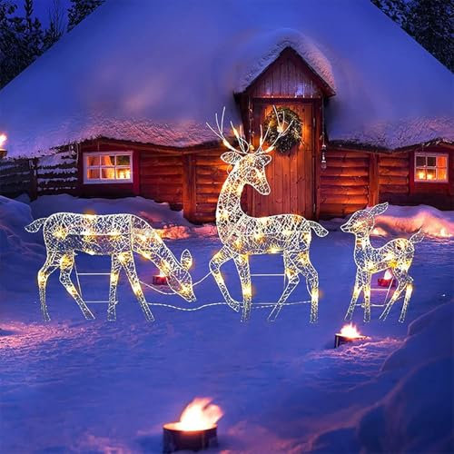 Opdestn Beleuchtetes Weihnachtsrentier, LED Rentier Hirsch Figur, Weihnachtsbeleuchtung für außen und innen Weihnachtsfigur Rentier Funkelnde Hirschdekoration für Haus und Garten