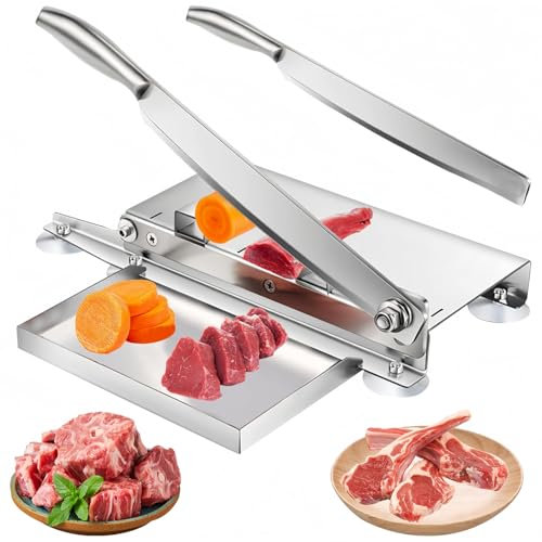YOUMEHE Stainless Steel Bone Cutter, Meat Cutter for Frozen Chicken Fish or Steak, Manual Meat Slicer, Home and Commercial Cooking 20 Inches - 2 Sharp Blades - Replaceable blades