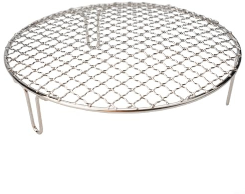 Aprilsunnyzone Camping BBQ Grillrost Edelstahl Rund Mesh Netz Tragbar Outdoor Kochen Gitter Mit Beinen Für Picknick Heimgebrauch 15 cm/20 cm/25 cm/30,5 cm (25 cm)