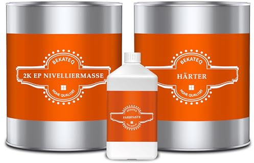 BEKATEQ 2K Epoxidharz Nivelliermasse 1kg Lichtgrau Ausgleichsmasse - Bodenbeschichtung UV-optimiert, Lösemittelfrei, Geruchsarm, Selbstverlaufend, Selbstentlüftend Bodenfarbe BK-205EP