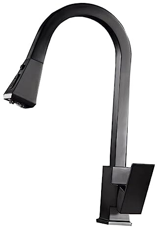 OSALADI 1pièce De Cuisine Noir à Tirage Mitigeur Telescopique Pour Évier Design Moderne Et Facile à Installer Pour Cuisine Et Salle De Bain