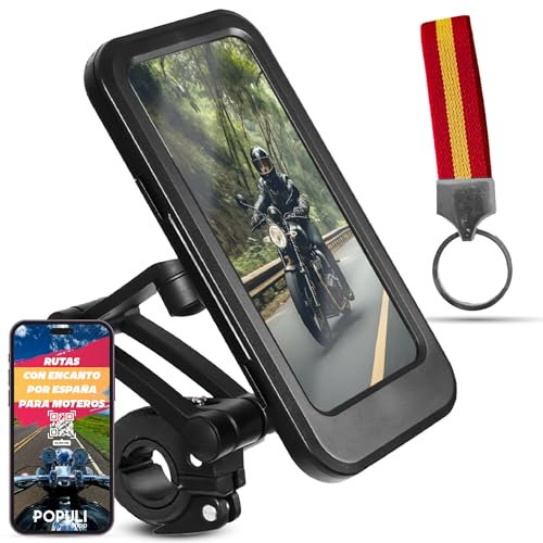Genérico Soporte de movil para Bici y Moto Impermeable. Antivibracion. Rotacion 360º. Pantalla tactil. Entrada para Cargador y Auriculares. Ventana para Camara 4,5-6,8 Pulgadas. Manillar 22-28 mm