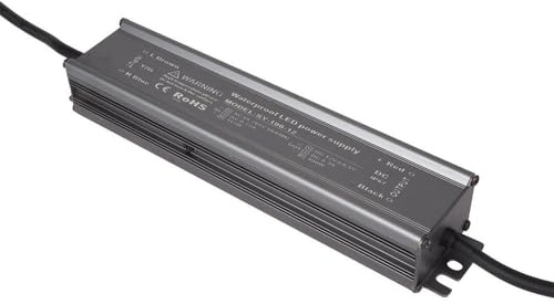 Brightium Wasserdichter Trafo, 100 W, 12 V, IP68, Maße: 3 x 4,5 x 21 cm, ideal für Außenbeleuchtung und Anwendungen in feuchten Umgebungen.