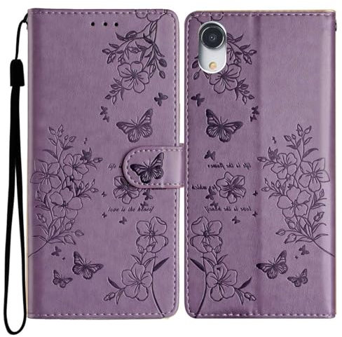 Reevermap for iPhone XR Case Flip Wallet Case Shockproof PU Leather Butterfly Magnetic Bumper Cover for iPhone XR Phone Case with Kickstand Card Holder, Purple