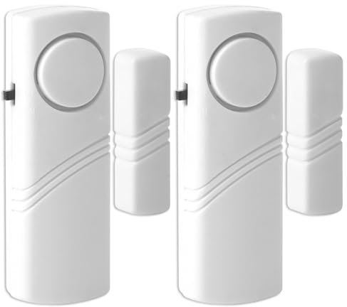 2 Pack Magnetic Door Window Shed Alarm Sensor,Loud 95dB Security Wireless Door Sensor Burglar Alarms System Garage Vibration Warning Entry Detector for House Office School Hotel Home Shop Safety