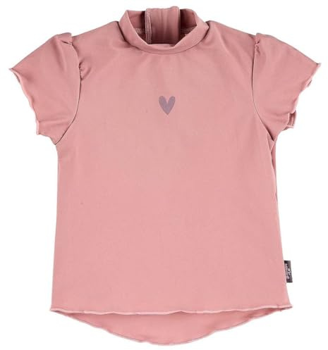 Sterntaler Badeshirt Herz – UV-Schutz 50+ Kurzarm Schwimmshirt Mädchen – Badeoberteil mit Herzchen-Druck, Flügelärmeln & Reißverschluss – zartrosa, Größe 68
