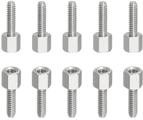 PATIKIL Abstandshalter #4-40x10mm Außengewinde auf M3x5mm Innengewinde Hex | 10 Stück, Reduzierende Distanzhülsen, Schaltungs Abstandshalter, Schraubenmutter Gewindeadapter