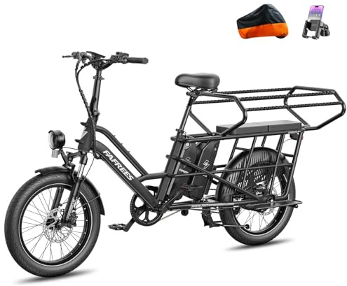 Fafrees FF20CUV, Longtail E-Bike 20 * 3.0 Zoll, E-Lastenrad 250W 25km/h, Ebike Damen 12Ah*2 / 15Ah*2 Akku, E-Fahrrad 75N.m Reichweite 100-140km/120-170km, Tragkraft 200kg