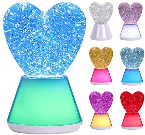 Lesser & Pavey Glitter Heart Lamp for Home & Living Room | Festive Table Lamp for Home Décor | Stylish Night Light for Bedroom & Hallway | Lovely Gift for Women & Men