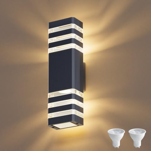 Klighten Außenlampe Aussenlampe Wand,IP65 Außenleuchte Außenwandleuchte GU10 Up Down 3000K,LED Wandleuchte Wandlampe aussen -Aussenleuchte Außenbeleuchtung Garage & Korridor|Anthrazit