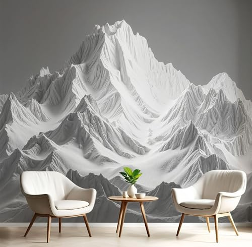 Fototapete 3D Minimalistische Berge 250X175Cm - Seidentapete - Anthrazitgrau Wandtapete - Natürliche Landschaft Art Fototapete - Wand - Wandbilder Schlafzimmer Wohnzimmer Bildtapete Foto Tapete