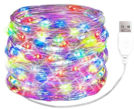 ENLACE LED Lichterkette mit USB, 10M 100 LED Kupferdraht Lichterkette Bunt | Micro Draht Lichterketten für Weihnachten Halloween Hochzeit Party Schlafzimmer Innen Außen Deko