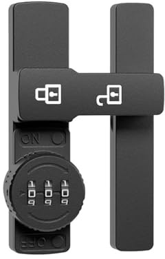 Youyijia 3-Digit Combination Barn Door Latch, 180° Keyless Adhesive & Screw Flip Lock for Cabinet, Gate, Shed, Bedroom, Closet, Sliding Door Lock Easy to Install (Black-1pcs)
