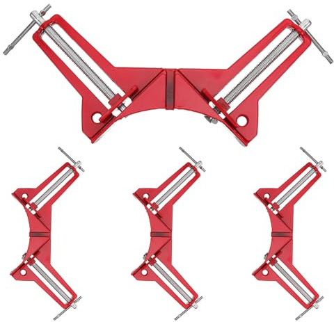 MAGICLULU Lot de 4 pinces à angle droit à 90° - Pinces d'angle réglables pour cadres, supports en verre, outils à main pour bricolage, aquarium, travail du bois, cadres photo, étagères,