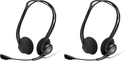Logitech PC960 Cuffie Cablate per Computer, Cuffie Stereo con Microfono, Cancellazione di Rumore, ‎USB, Leggere, Controlli Sul Cavo, PC/Mac/Laptop, Nero (Confezione da 2)