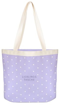 Shopper „Lieblingstasche“ mit 21,5 l Volumen - große Schultertasche | Strapazierfähiger Polyester-Baumwoll-Mix, 70 cm lange Henkel und Bodenfalte - 47 x 40 x 17 cm