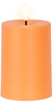 Lumineo Solar LED Kerze Outdoor 7x10cm Kunststoff - Solarkerze Gartendeko für Außen & Garten - Outdoorkerze batteriebetrieben - Dekokerze Stumpenkerze - Orange Warmweiß