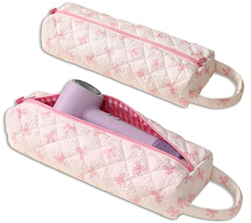 KASESSS Rosa Claro Lazo Bolsa De Almacenamiento De Viaje para Secador De Pelo, Portátil Funda Plancha Pelo Y Rizador, Ligera Bolsas Viaje para Airwrap Styler Herramientas De Peluquería Organizador