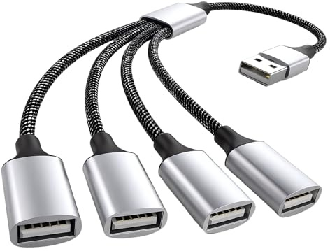 Dewlawn USB Splitter 1 a 4 Cable Divisor USB 2.0 Macho a 4 Hembras 50cm