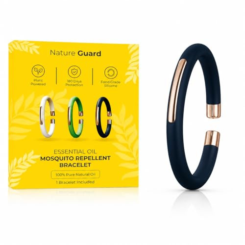 Mosquito Repellent Bracelet Kids and Adults - Refillable Insect Repellent Bracelet Adult with 6 Essential Oil Refills | No DEET Mosquito Repellent | Mosquito Bands for Adults | Nature Guard (Navy)
