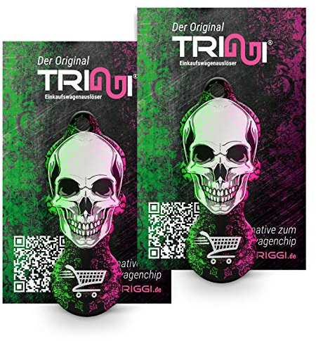 TRIGGI® der Einkaufswagenlöser - Einkaufswagenchip zum Abziehen 2er Set Totenkopf, Chip Einkaufswagen