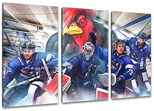 Iserlohn Eishockey, Fan Artikel Leinwandbild 3Teiler Gesamtmaß 120x80cm, Auf Holzrahmen gespannt, Kein Poster oder billig Plakat, Must Have für echte Fans