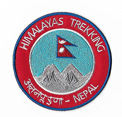 Beautifulsmileclub Bestickter Aufnäher, Himalaya Trekking Nepal, 2 Stück, Rot, Mittel, Embroidered Himalayan Trekking, Bergsteigen, Aufnäher