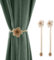 Lewondr Fermatende Raccoglitenda in Tessuto Lino Forma a Fiore 2 Set con Calamita, Dimensione Filo 40 cm, Accessori Tende, Decorazioni Finestre, Fermatende per Camera da Letto, Casa- Bianco - Beige