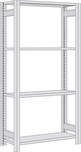 Regalwerk BERT Regal 150|4 Grundfeld 2000 x 875 x 600 mm - mit Kreuzdiagonalen - Fachlast 150 kg - 4 Stahlfachböden